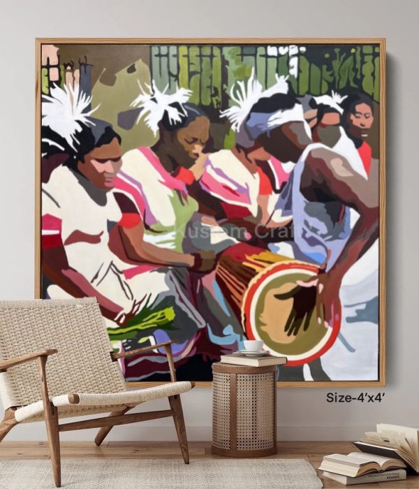 HAPPY SARHUL Title- CELEBRATION Available at Studio Medium-Acrylic on canvas 100% handmade Size-4’x4’